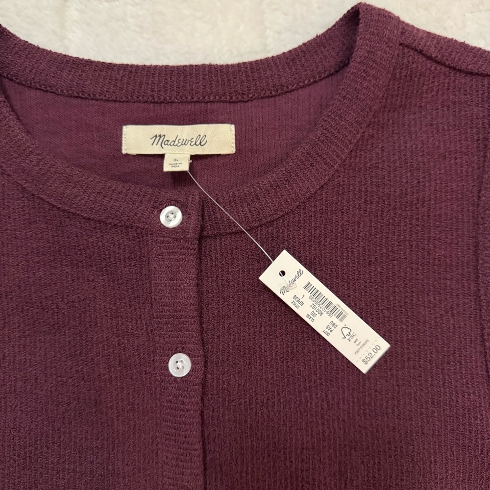Madewell Burgundy Sleeveless Button-Front Knit Tank - Picture 4 of 6